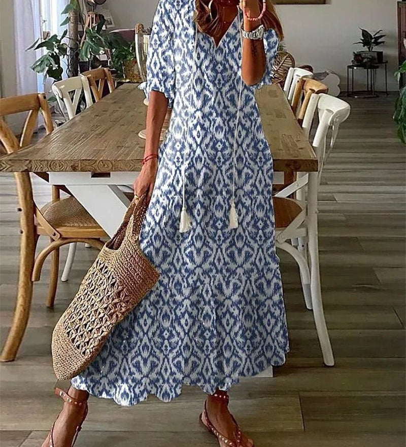 MARIOLA | Boho midi z wiązanym dekoltem