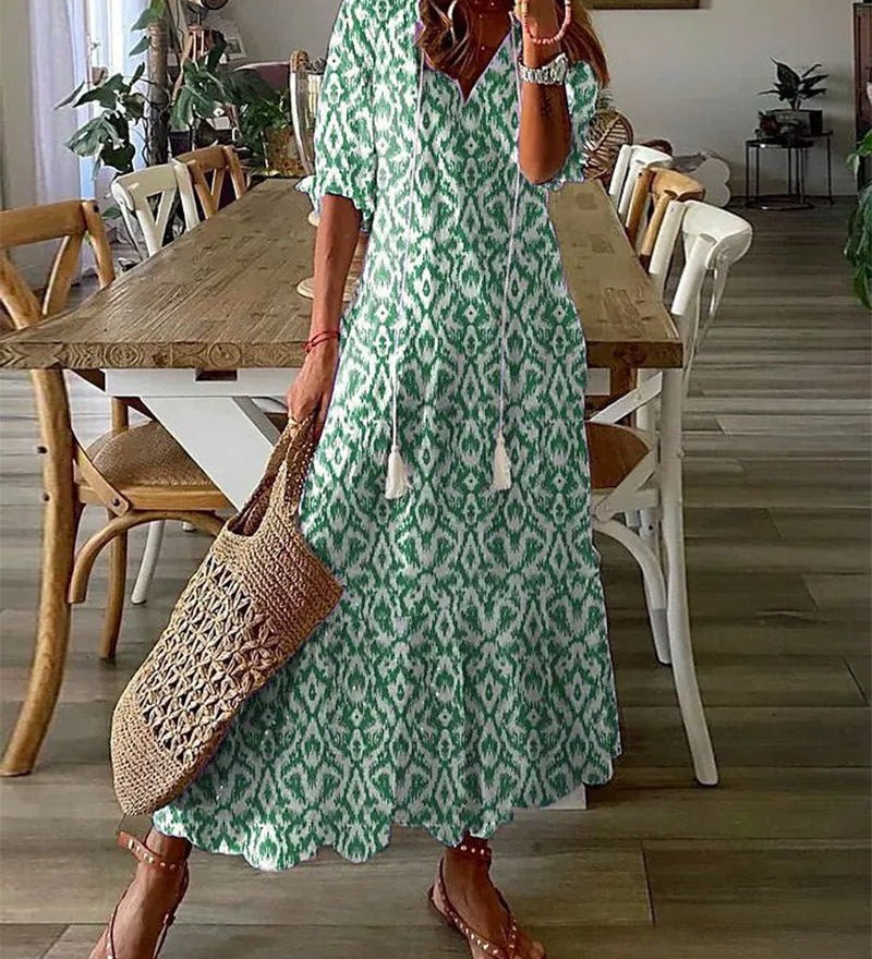 MARIOLA | Boho midi z wiązanym dekoltem