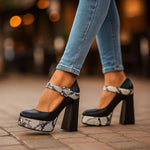 Natalia | Szpilki Platform z Wężowym Wzorem