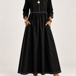Zephyrelle | Jeansowa Sukienka Maxi w Stylu Vintage