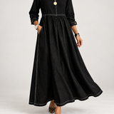 Zephyrelle | Jeansowa Sukienka Maxi w Stylu Vintage
