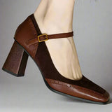 Vivienne | Szpilki Zamszowe z Detalem Brogue