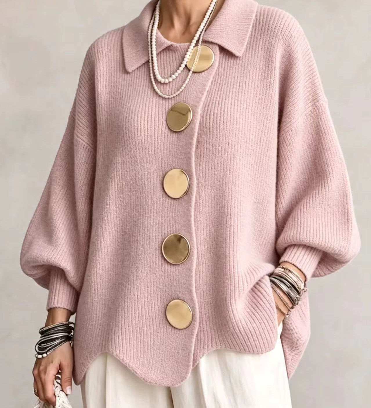 Rina | Elegancki Kardigan Oversize z Efektownymi Guzikami