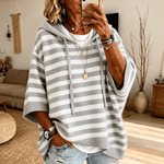 Regina | Sweter Ponczo w Szare Paski