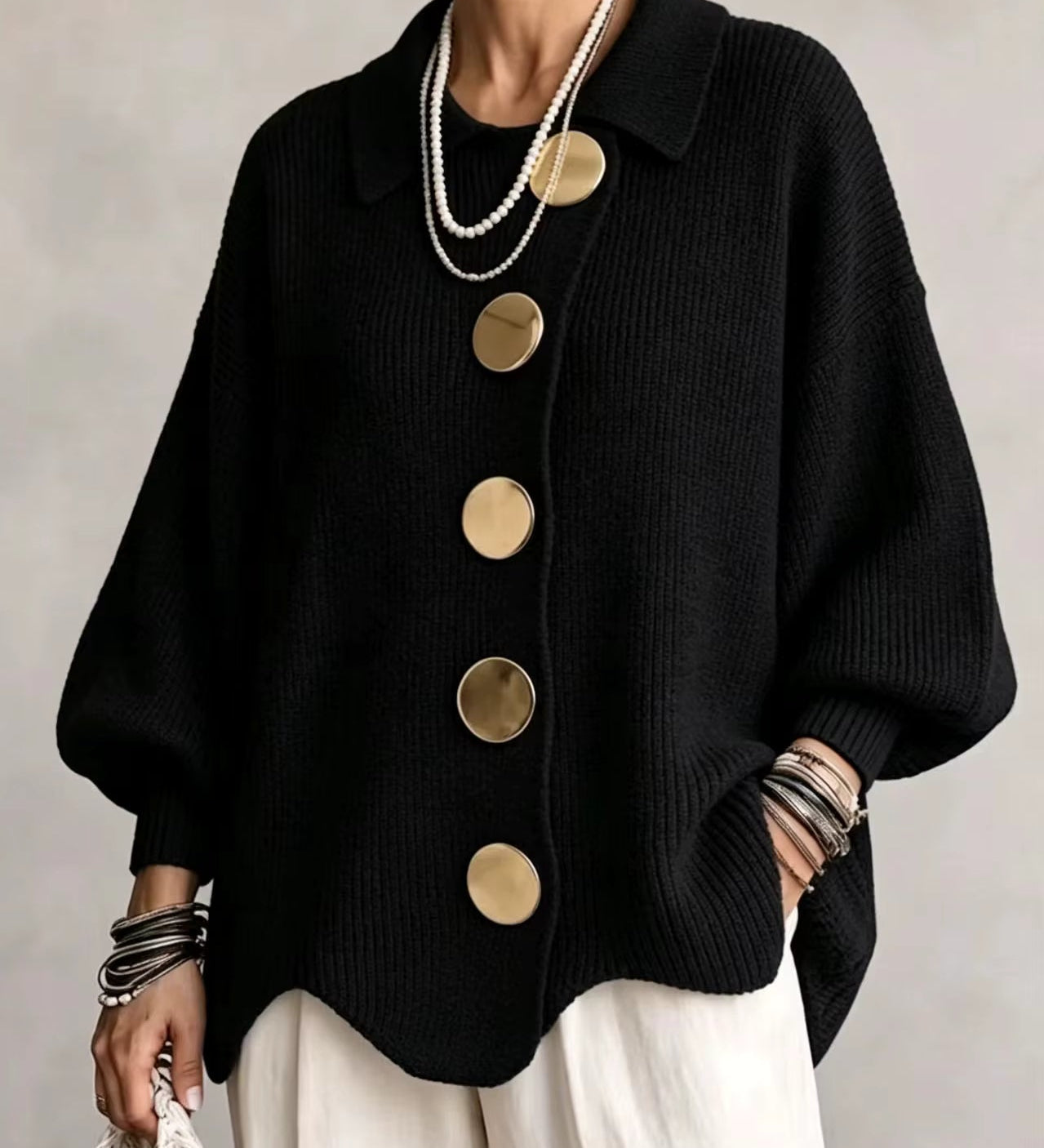 Rina | Elegancki Kardigan Oversize z Efektownymi Guzikami