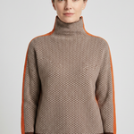 Marika | Bluza z Golfem w Kontrastowe Paski