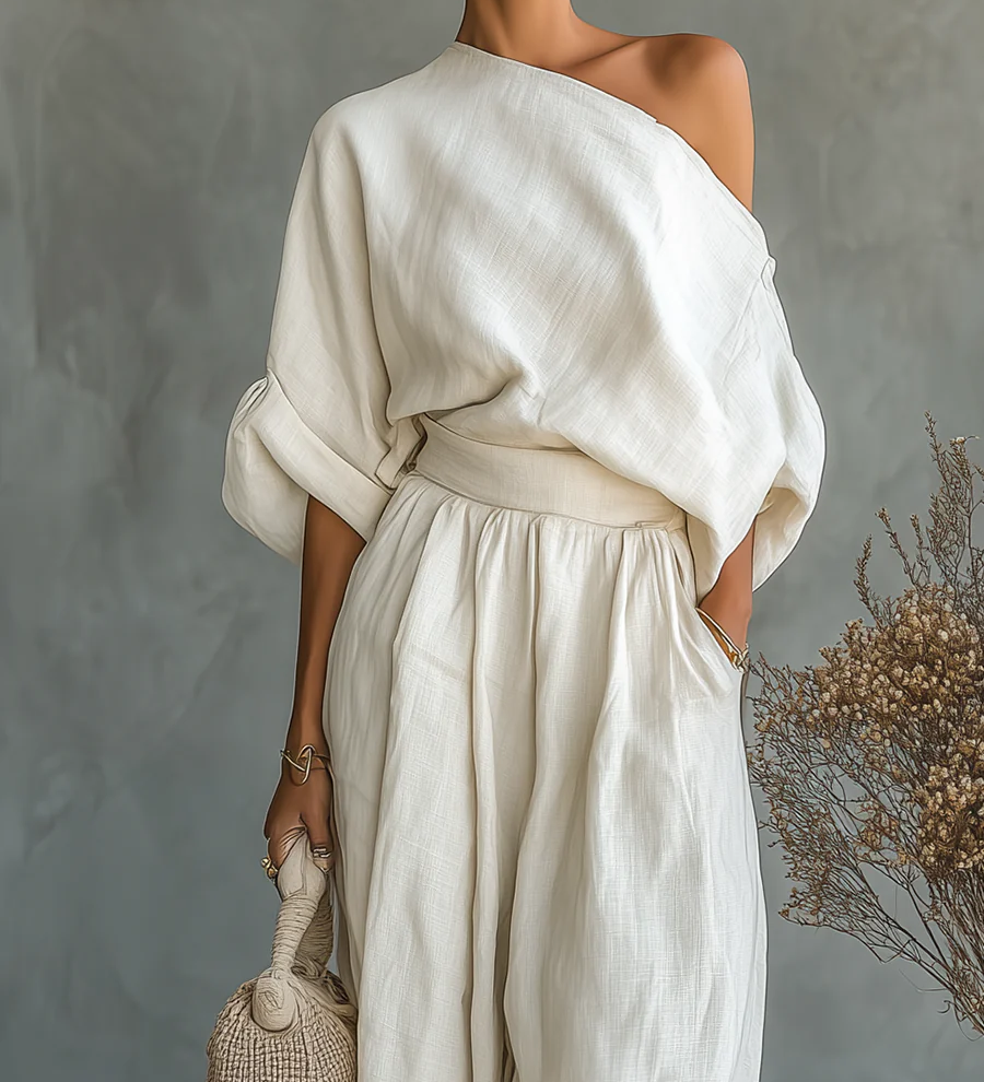 MAŁGORZATA | Komplet off-shoulder ze spodniami