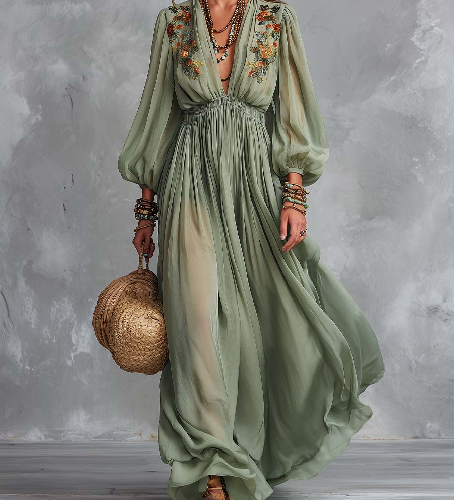 DOROTA | Sukienka maxi w kwiaty