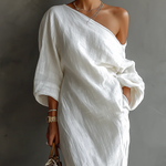 IWONA | Elegancka sukienka maxi w bieli