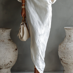 IWONA | Elegancka sukienka maxi w bieli