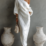 IWONA | Elegancka sukienka maxi w bieli