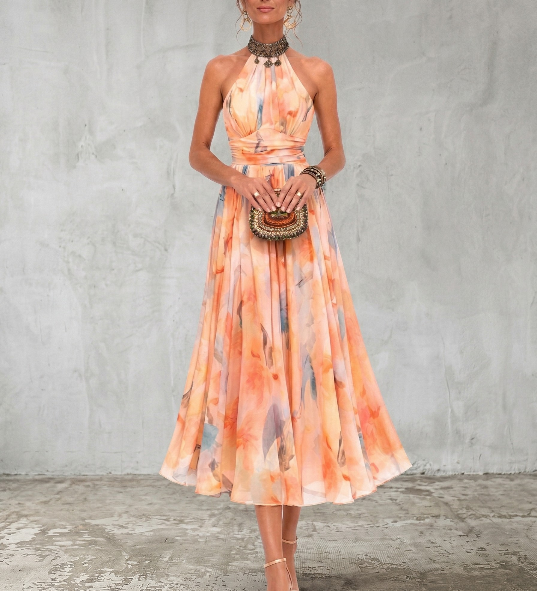 JOANNA | Sukienka maxi z dekoltem halter